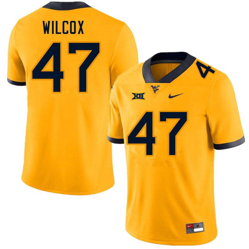 Men #47 Avery Wilcox West Virginia Mountaineers College Football Jerseys Sale-Gold
